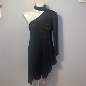CBR NWT One shoulder Black Glitter dress. Small.